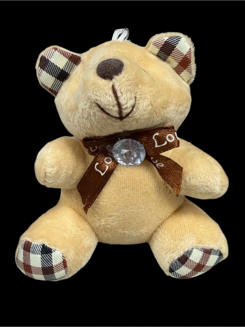 4” Teddy Bear Purse Charm Keychain Brown Plaid Paws plushie New